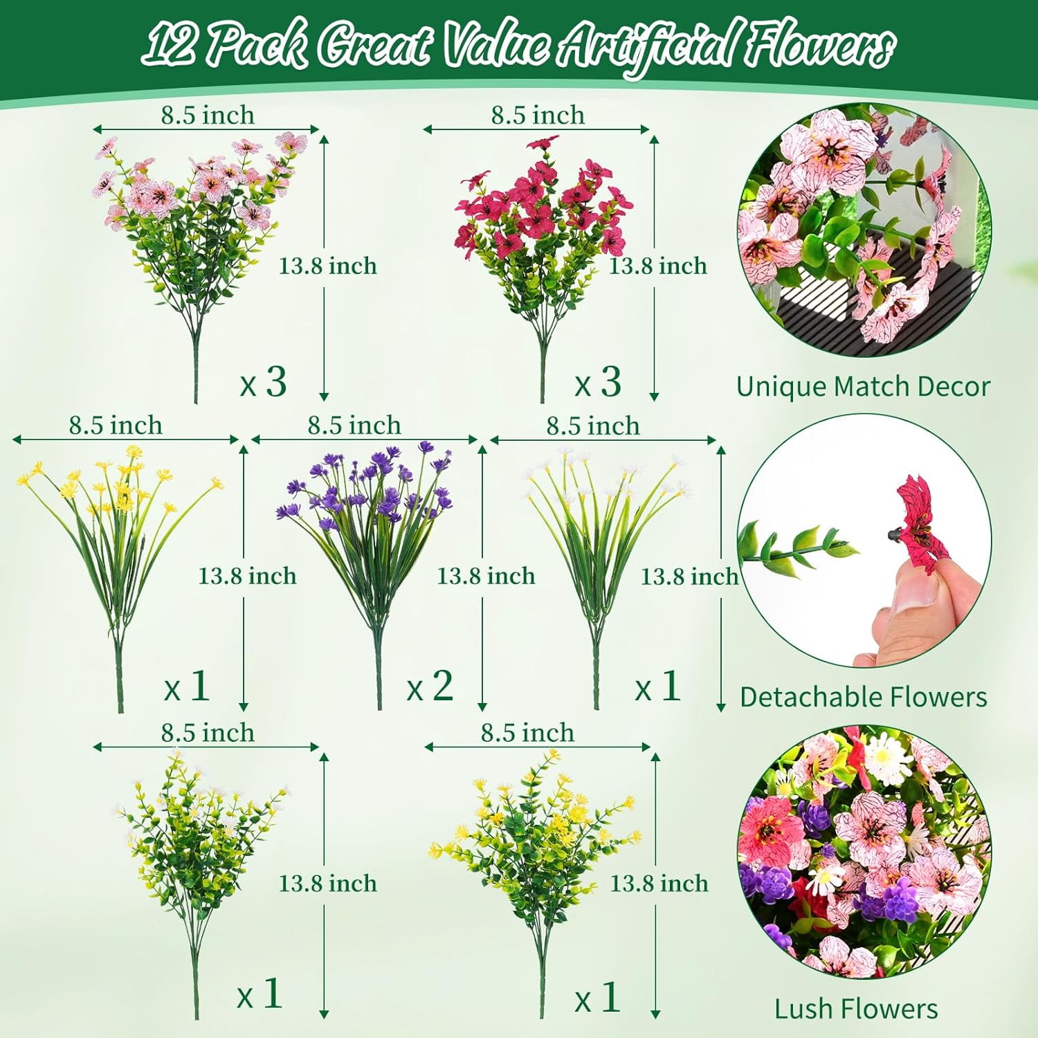 Waipfaru Artificial Flowers UV Resistant Plastic Potted Boxwood for Outdoor Garden Décor