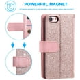 thumbnail image 6 of Wallet Case for iPhone 6 Plus iPhone 6S Plus, Retro Matte 9 Card Holder Slots Zipper Pocket Case PU Leather Magnetic Closure Kickstand with Wrist Strap Shockproof Folio Flip Case - Rose Gold, 6 of 14
