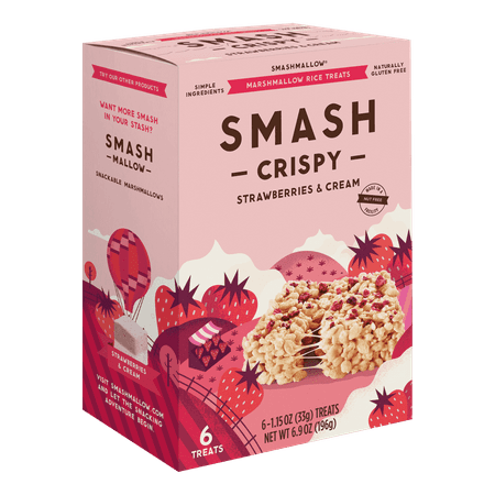 Smash Crispy Marshmallow Rice Treats, Strawberries & Cream - 6 CT 1.15