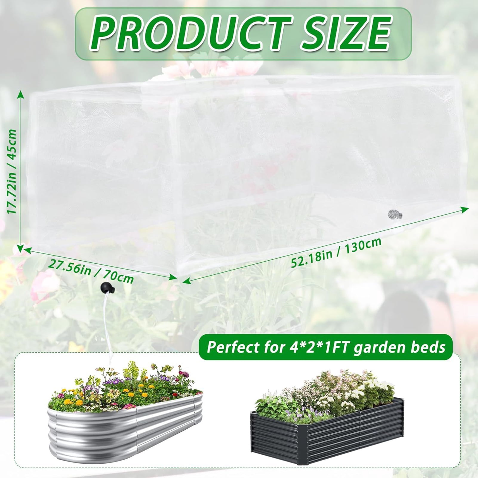Garden Netting Pest Barrier for Raised Beds Plant Cover with Double Drawstring Rectangular Mesh Netting Greenhouse Protection Screen for Plant Vegetable Fruit Flower