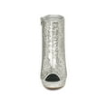 thumbnail image 6 of BLISSFUL STEP Women's Glitter Peep Toe Platform Block High Heel Boots Silver 6, 6 of 8