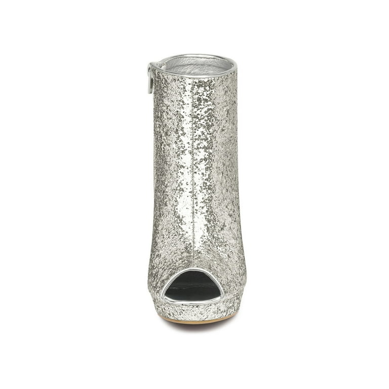 Peep toe sequin booties hot sale