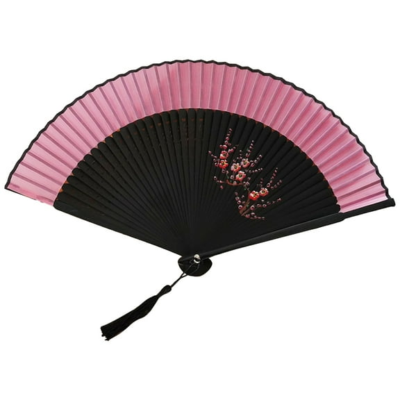 Giaone Vintage Silk Folding Fan Chinese Japanese Flower Pattern Dance Hand Fans for Women Festival Gift Performances Wedding