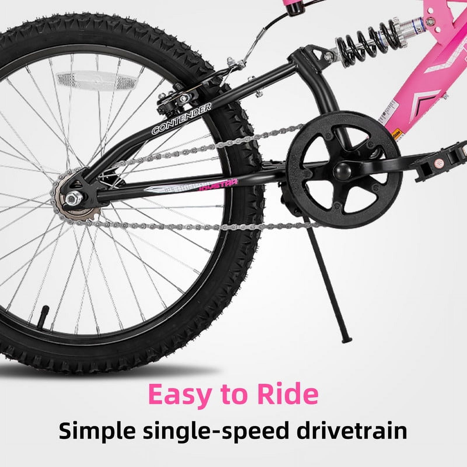 JOYSTAR Contender 20 Inch Kids Mountain Bike for 7-13 Years Boys & Girls, Kids Bicycle with Full Dual-Suspension Steel Frame and 1-Speed Drivetrain with Kickstand, Multiple Colors