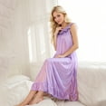 thumbnail image 5 of BUIGTTKLOP Womens Satin Nightgown Short Sleeve Sleepwear Sqaure Neck Full Length Nightshirt Soft Comy Lounge Dress, 5 of 6
