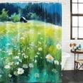 thumbnail image 2 of Blue Green Forests Shower Curtain, Waterproof Shower Curtains for Bathroom, Spring Oil Painting Daisy Nature Landscape Washable Fabric Bathtub Curtain Set Bath Decor with 12 Hooks Stall 36"x72", 2 of 8
