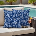 thumbnail image 4 of Blue Christmas Outdoor Waterproof Pillow Covers, Snowflakes Xmas Winter Vintage New Year Decorative Square Throw Pillowcase Sofa Cushion Sham for Patio/Couch/Chair, 26"x26" 2 Pack, 4 of 8