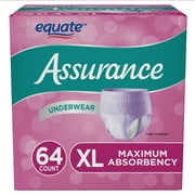 Assurance Incontinence Underwear for Women, Maximum, Size XL, 64 Count (Pack of 2 | Total of 128 ct)