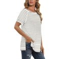 thumbnail image 2 of T-shirts pour Femmes à Manches Courtes, Col Ras du Cou, T-Shirts Unis Basiques, 2 of 4