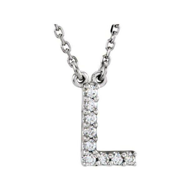 Bonyak Jewelry - Letter L Diamond Initial Necklace in 14k White Gold ...