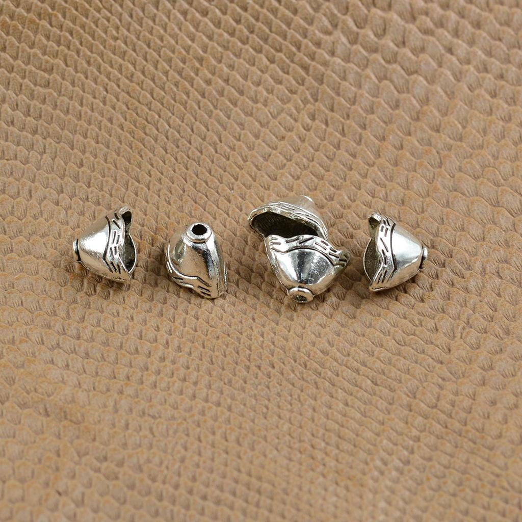 Milageto 2x100 Pieces Beads Cap Tassel End Cap Jewelry Making Findings Antique , Antique Silver, 4 Pcs
