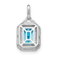 thumbnail image 2 of Auriga Fine Jewelry 14K White Gold Emerald-cut Blue Topaz and Diamond Halo Pendant for Women (L-20mm, W-9.6mm), 2 of 6