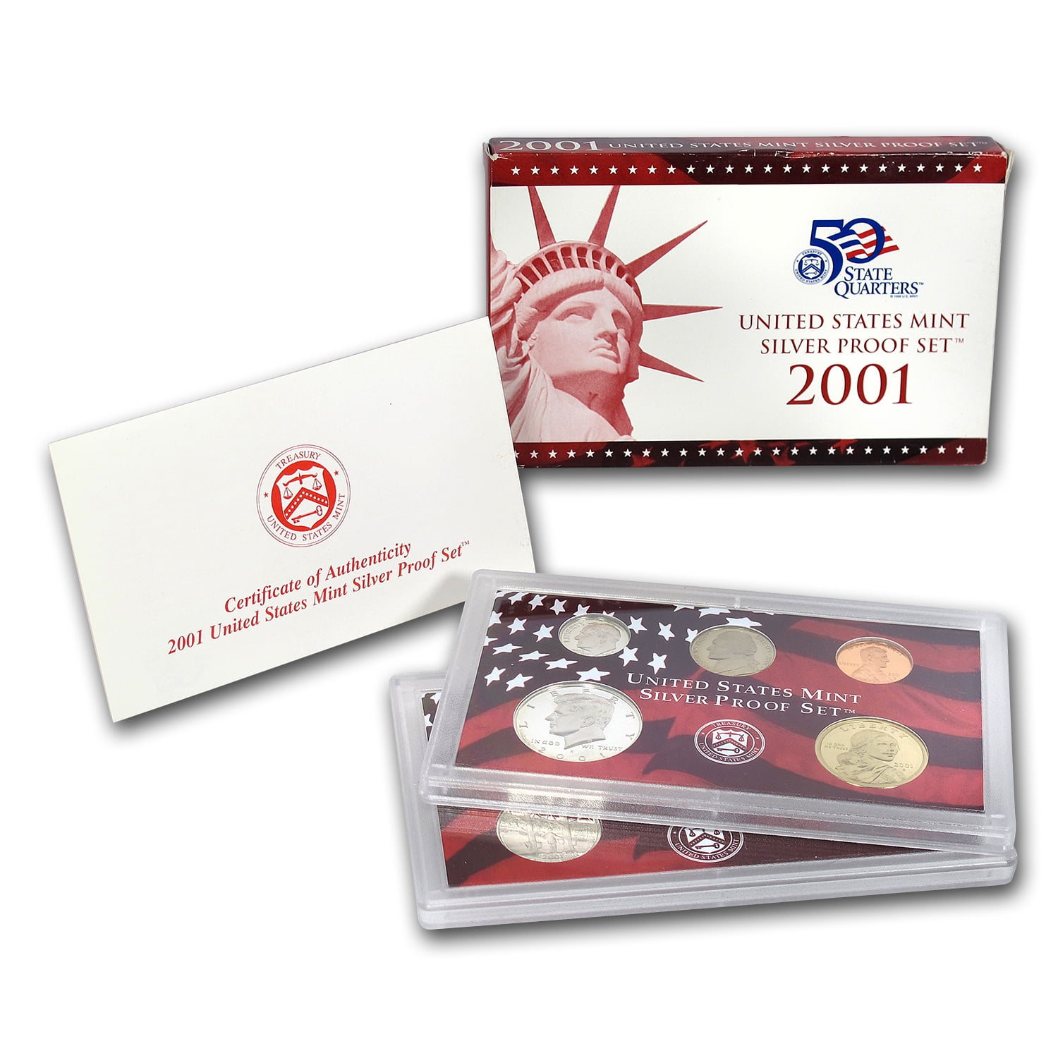 NO Coins. Lens & Certificate Box US Mint 2014 SILVER Proof Set Package 