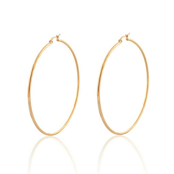 EDFORCE Stainless Steel Rose Gold-Tone Classic Large 2.5" Round Hoop Earrings