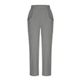 thumbnail image 4 of Olyvenn Women's Cotton Linen Harem Pants Work Casual Elastic Waist Pants with Pockets Lightweight Summer Beach Palazzo Gray M, 4 of 6