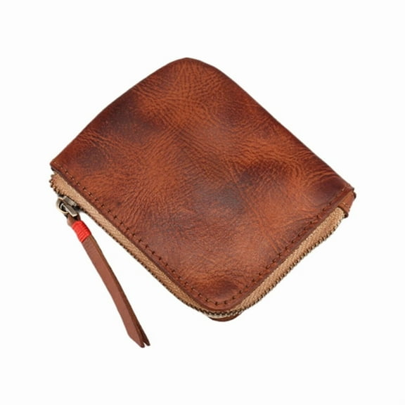Leather Coin Purse,for Women&Men Vintage Handmade Wallet,Mini Card Holder Bag,Zipper Purses