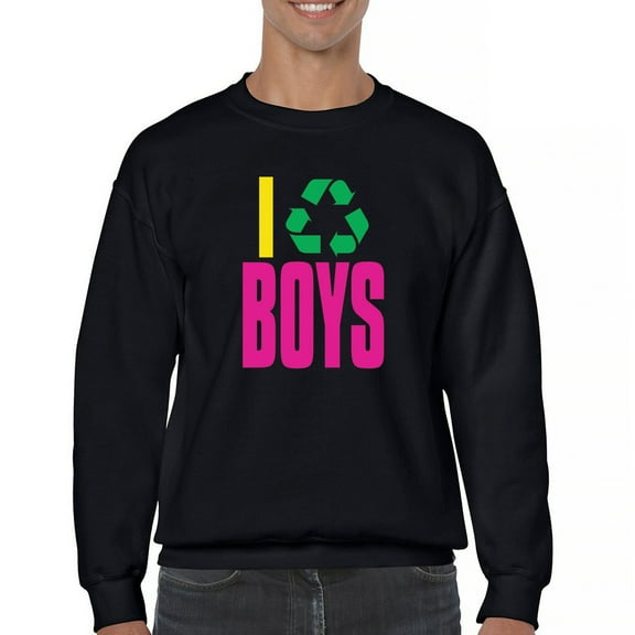 I Recycle Boys Puff Print Sweatshirt Funny Dating App Humor Single Independent Heart Breaker Relationship Crewneck