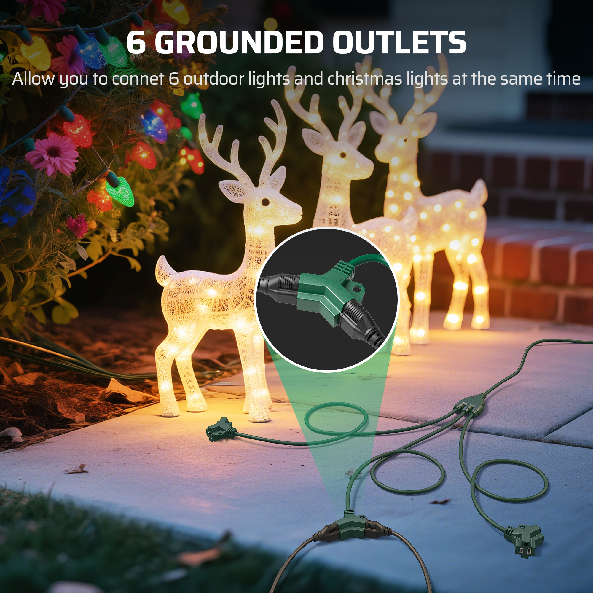 Dewenwils 43 Ft Outdoor Extension Cord with 6 Outlets photo 2