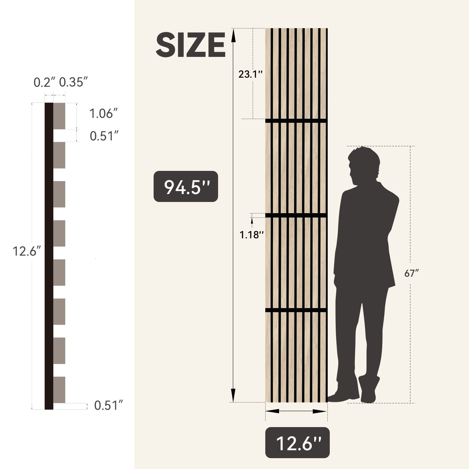 Upick Foldable Acoustic Wall Panels, 4 Pack 94.5" x 12.6" MDF Slat Wood Panels for Wall, Sound Absorbing Wall Panels for Interior Wall Decor, Oak