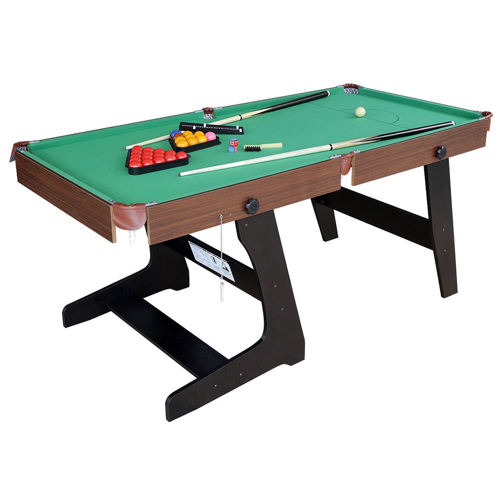 6 ft Folding Snooker Billiards Table with Snooker Ball Sets, Green