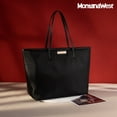 thumbnail image 6 of Montana West Women's Nylon Solid Print Tote Shoulder Handbag, Pure Black, 6 of 7