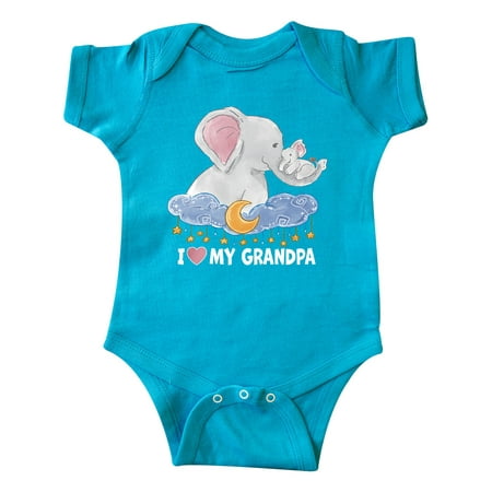 

Inktastic I Love My Grandpa Cute Elephants with Moon and Stars Gift Baby Boy or Baby Girl Bodysuit