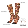 thumbnail image 4 of Xecao Brown Owl print thigh-high socks, crafted for both men and women with a stretchy, high-opaque design perfect for daily wear, 4 of 6