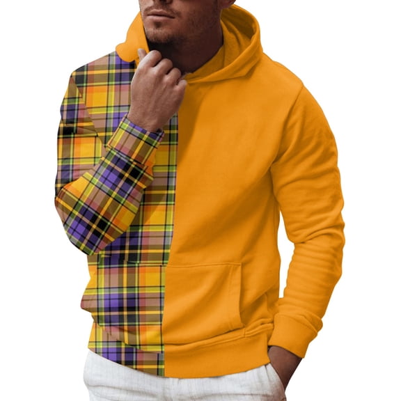 Vedolay Mens Sweatshirts Long Sleeve Crew Neck Striped Casual Knitted Pullover Tops Yellow,2XL