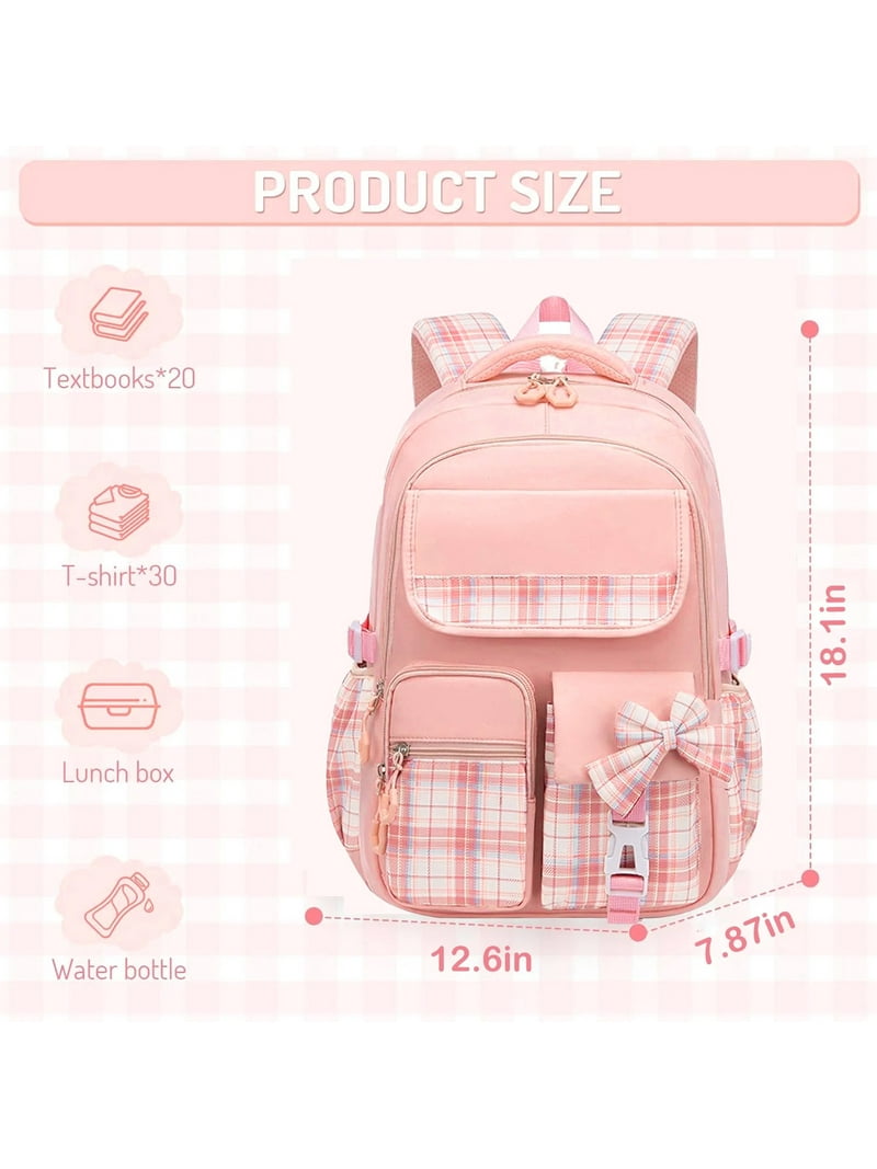 Ficcug Girls School Backpacks, 30L Waterproof Book Bags for Kids