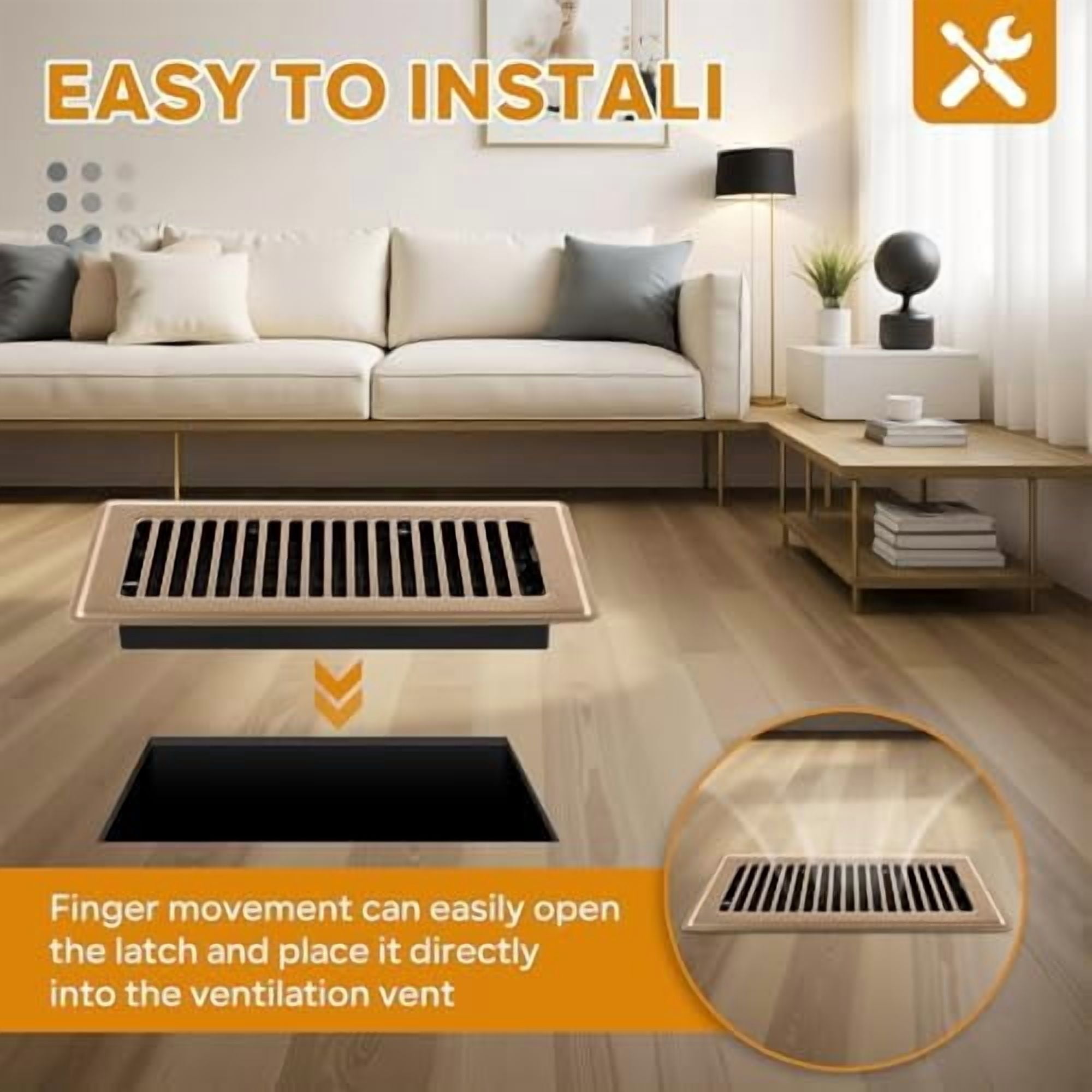 6x14 Floor Vent Covers Heavy Duty Floor Registers, Floor Air Vent Covers for Home Floor Wall Ceiling, Rust Proof Finish Registers, Floor Vents 4 Pack Brown