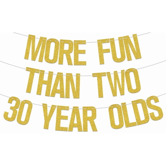 More Fun Than Two 30 Year Olds Banner, 60th Birthday Decorations, Cheers to 60 Years Banner, Sixty Year Old Birthday Party Decor Supplies Gold