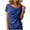 Blue, variant on Staron Women's Casual Solid Color Pleated Short Sleeve Round Neck Blouse Shirts Basic Comfy Relaxed Fashion Top, Green XL
