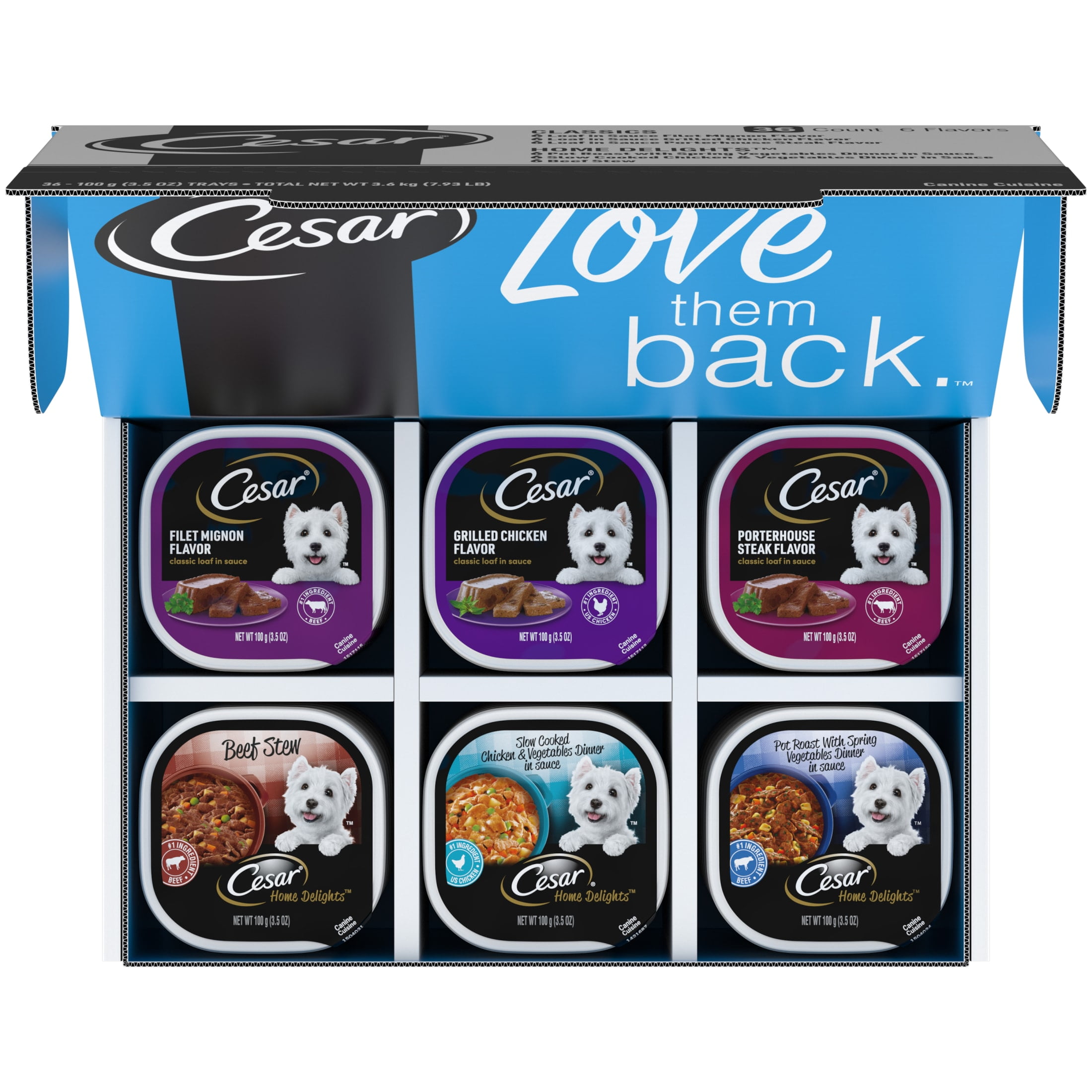 Cesar Home Delights Wet Dog Food Variety Pack 3.5 Oz Trays 24 Pack Walmart