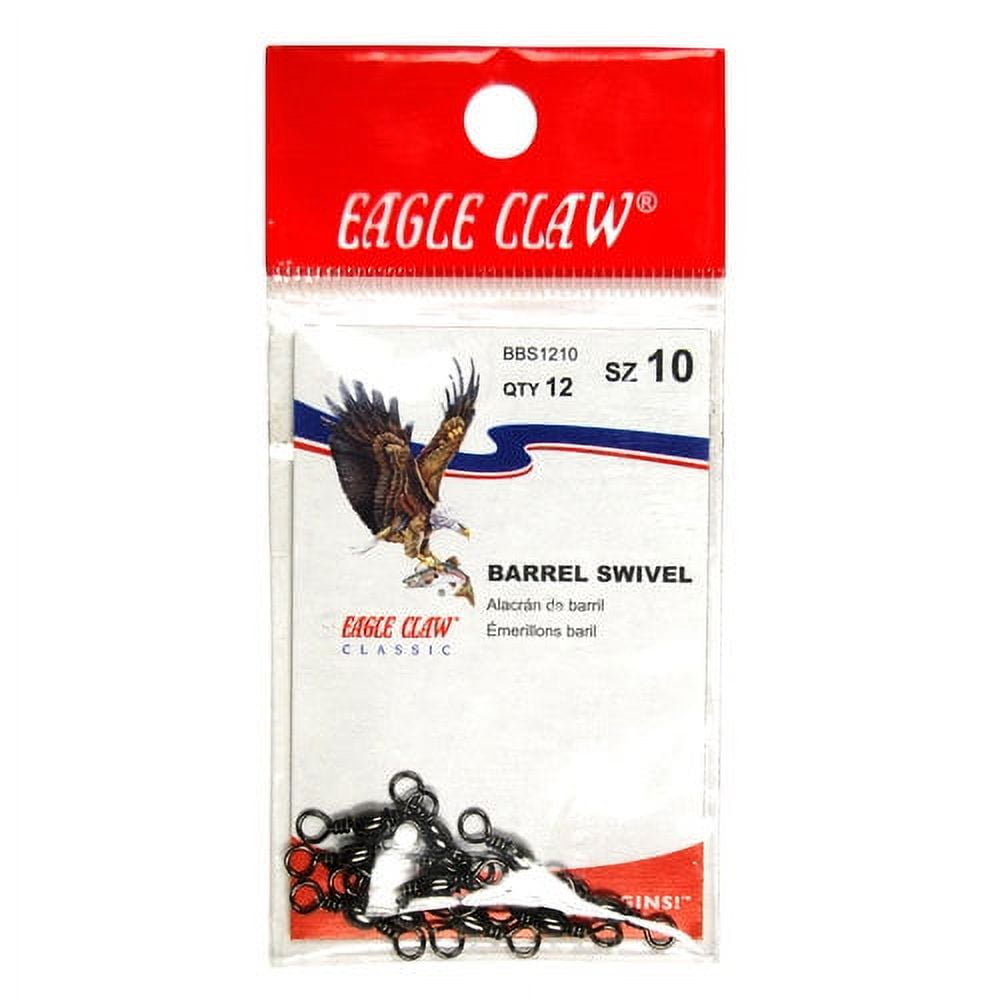 (4 pack) Eagle Claw Barrel Swivel, Black, Size 7, 12 Pack