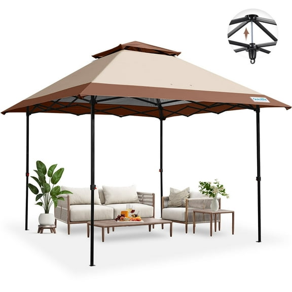 Quictent Pop up Canopy Tent 10'x10' Instant Outdoor Portable Gazebo Party Tent Waterproof, One Person Set up, Beige/Khaki