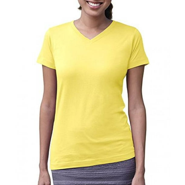 LAT Apparel - LAT Ladies' Fine Jersey VNeck Longer Length TShirt, XL, YELLOW - Walmart.com