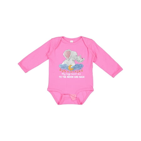 

Inktastic My Gigi Loves Me to the Moon and Back Elephant Family Gift Baby Boy or Baby Girl Long Sleeve Bodysuit