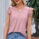 thumbnail image 4 of Elegante camiseta de manga corta con cuello en V sólido para mujer Blusa suelta Tops OAVQHLG3B Store lin121212, 4 of 5