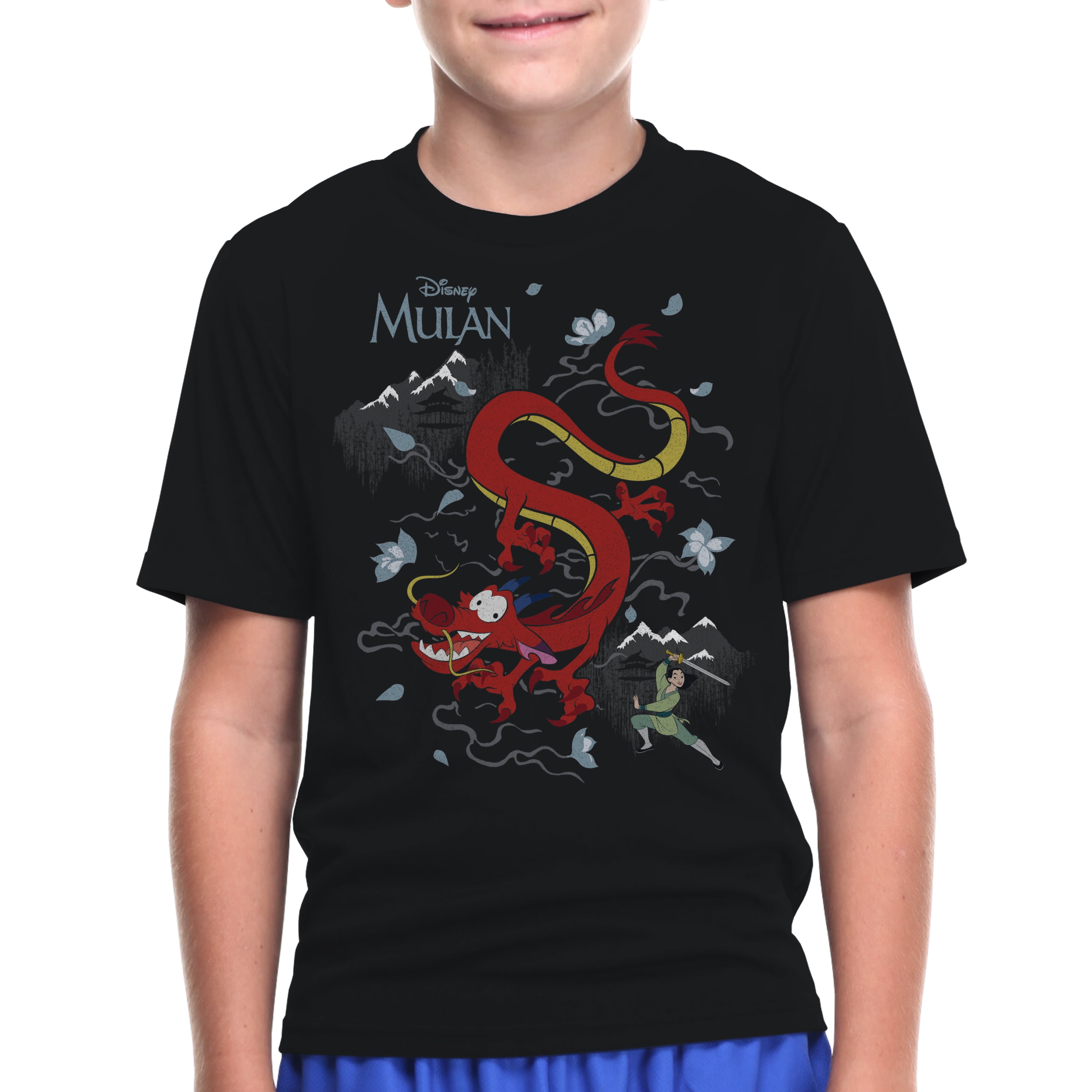 Disney Mulan Graphic 4-18 Sleeve Mulandia Boys Scene T-Shirt Short