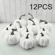 6/12Pcs Halloween White Artificial Pumpkins Harvest Fall Thanksgiving Home Decor