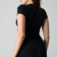 thumbnail image 4 of ATENAR T Shirts for Women Solid Shirts Crew Neck Short Sleeve Tops Black L, 4 of 5