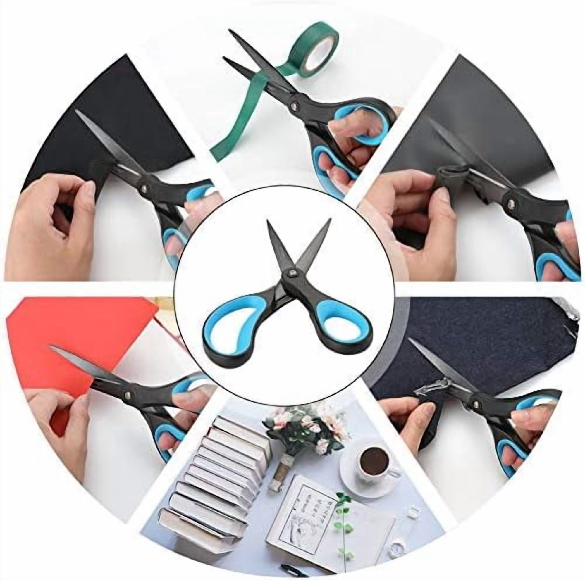 YNGLLC 2 Pack 8" Titanium Non-Stick Scissors, Professional Stainless Steel Comfort Grip, All-Purpose, Straight Office Craft Scissors for DIY(Blue/Black)