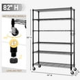 thumbnail image 4 of Ktaxon 6 Tier Wire Shelving with Wheels 2400 LBS Capacity,  Heavy Duty Storage Rack for Home Garage, 46"W x 18"D x 82"H Adjustable Shelves, Black, 4 of 16
