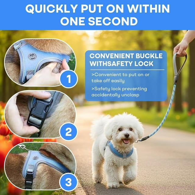 Yhmxh Breathable No-Pull Dog With Reflective Leash Set Soft Cationic Mesh For Small Dogs