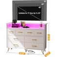 thumbnail image 1 of Tall 8 - Drawer Wooden Dresser with Charging Station, Music Sync RGB LED Lights. Modern Closet Organizer with App Control, Voice Command, Scratch - Resistant Finish, and Stylish Metal Handles (White), 1 of 5