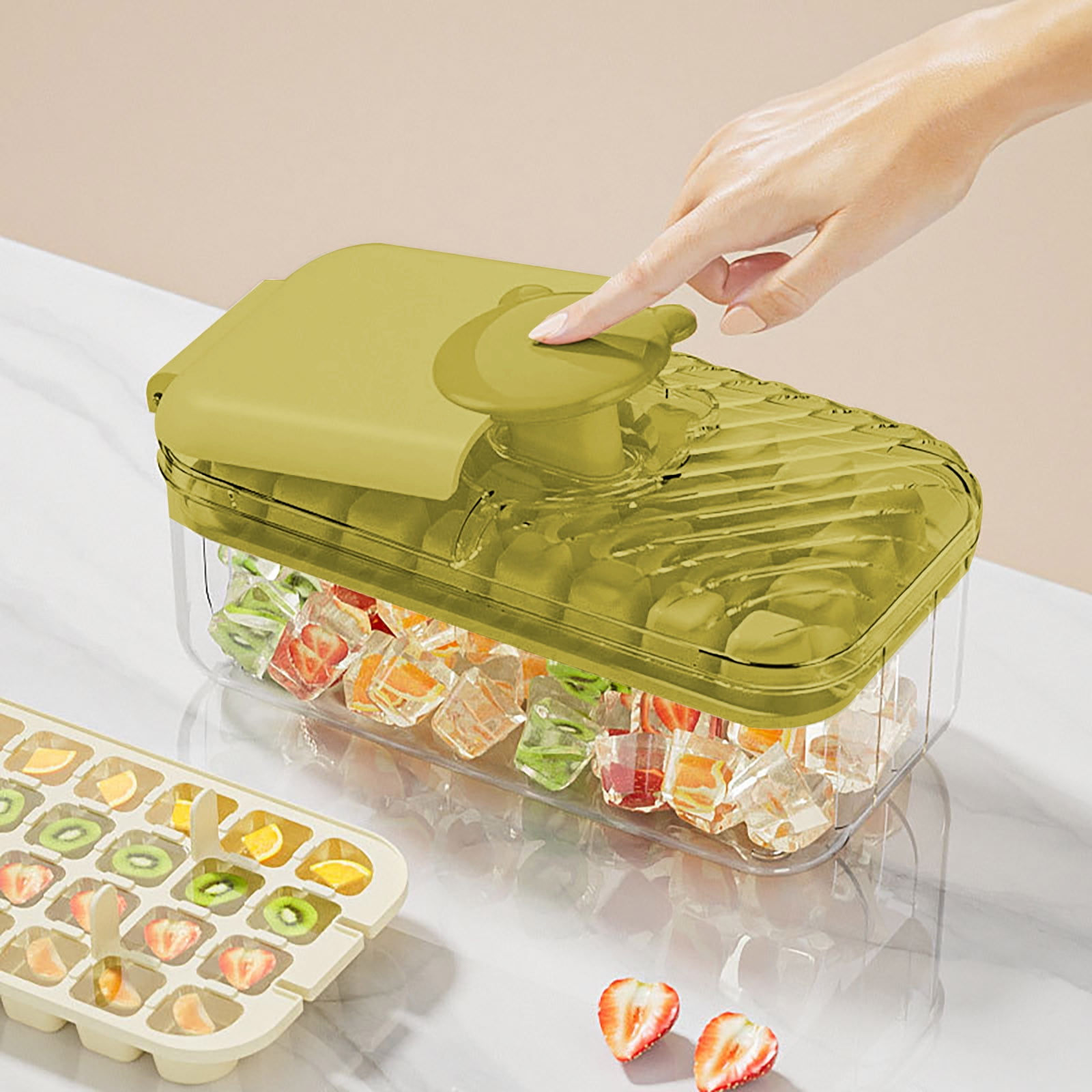 Ice Maker Machine with Storage Box and Shovel for Household Use, Food-Grade Large Capacity Press-Type Ice Block Maker