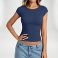 thumbnail image 2 of WERYOUNG Women's T Shirts Casual Crew Neck Short Sleeve Tee Everyday Wear Solid Color T-Shirts Soft Tops XS, 2 of 4
