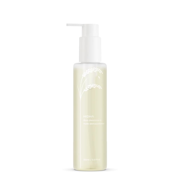 MIDHA Aceite limpiador de arroz para un lavado limpio y suave para el rostro, textura ligera y no grasa, aceite de salvado de arroz emulsionante rápido, desmaquillante fácil y rápido