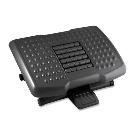 3m Adjustable Footrest - Kantek Premium Adjustable Footrest with Rollers,4 to 6.5 inch Height, Black