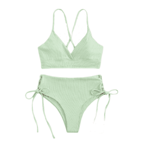 Sngxgn Swimsuit for Women Bathing Suits Front Cutout Adjustable Straps Ruched Swimwear(Mint Green,L)